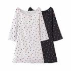 3/4-sleeve Strawberry Print A-line Mini Dress