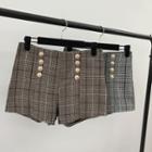 Double Breasted Plaid Shorts