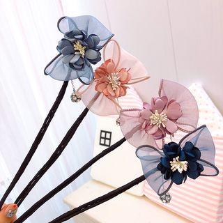 Rhinestone Dotted Mesh Bow Hair Bun Styler