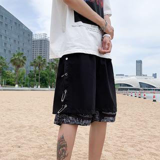 Paisley Print Safety Pin Layered Shorts