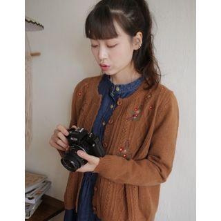 Scallop-edge Floral Embroidered Cardigan