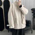 Plain Woolen Blazer Black - L