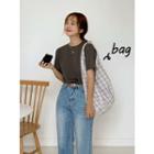Tie-strap Plaid Shopper Bag