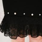 Faux-pearl Trim Lace-hem Skirt