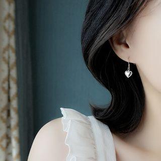 Heart Drop Earring 1 Piece - Silver - One Size