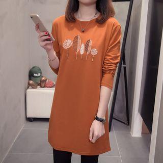 Tree Embroidered Long-sleeve T-shirt