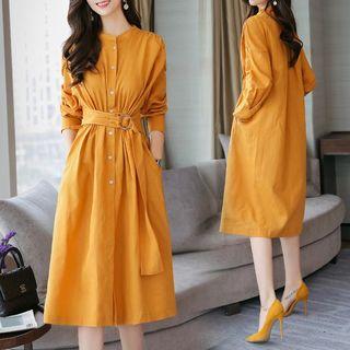 Long Sleeve Stand Collar Shirtdress