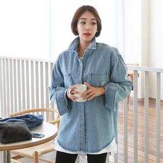 Tall Size Dual-pocket Denim Jacket