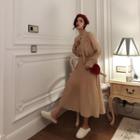 Long-sleeve Chiffon Pleated Dress As Shown In Figure - One Size