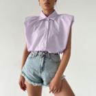 Sleeveless Padded Shoulder Loose-fit Shirt