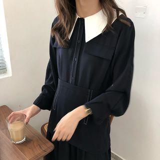 Color-block Long-sleeve Dress