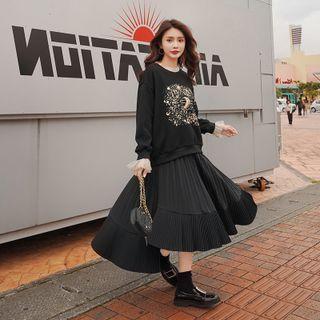 Panel Mock Two-piece Sweatshirt Dress