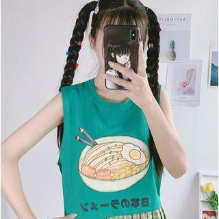 Printed Tank Top / Plaid Mini Skirt
