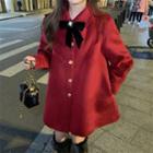 Woolen Peter Pan Collar Bow Long-sleeve Jacket