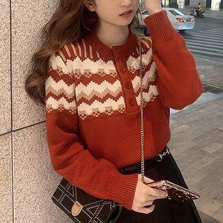 Jacquard Henley Knit Top