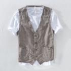 Pinstriped Button-up Vest