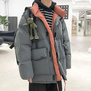 Color Block Plain Padded Coat
