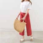 Wide Straight-cut Colored Linen Pants