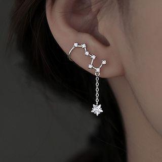 Rhinestone Horoscope Stud Earring 1 Pc - Silver - One Size
