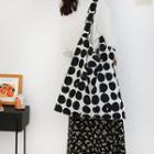 Canvas Polka Dot Tote Bag Black Dots - White - One Size