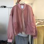 Mesh Overlay Bomber Jacket