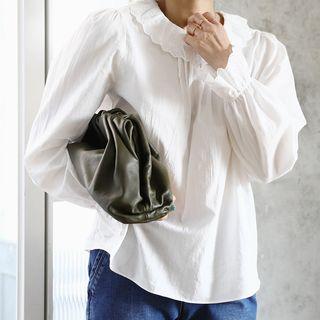 Lace-collar Pintuck-trim Top