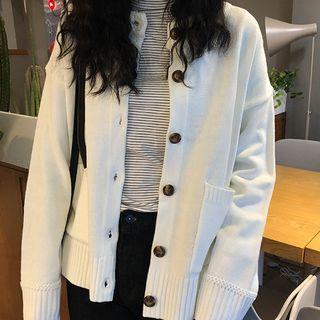 Open-placket Button Knitted Cardigan