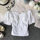Button-front Off-shoulder Blouse