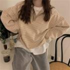 Polo-neck Striped Sweatshirt