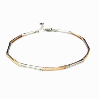 14k Italian Yellow Rose White Gold Diamond-cut Segment Bracelet (6.5), Women Jewelry Gift
