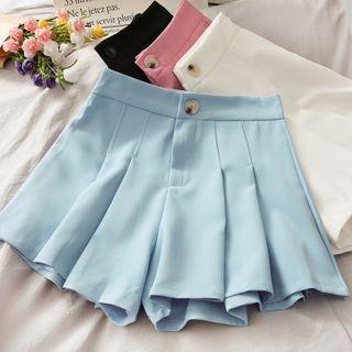 High-waist Pleated Wide Shorts