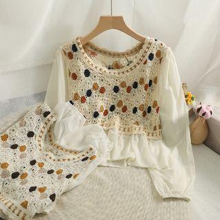 Embroider Dotted Knit Blouse