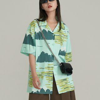 Short-sleeve Mountain Print Shirt