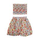 Floral Cropped Top / High-waist Floral Wide Leg Shorts