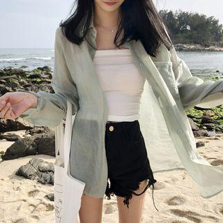 Long-sleeve Shirt / Spaghetti Strap Top