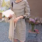 Faux-pearl Trim Stripe T-shirt Dress