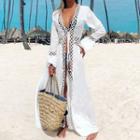 Eyelet Lace Long Jacket White - One Size
