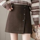 Button-up Mini Wrap Skirt