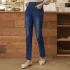 Wide Band-waist Straight-cut Jeans