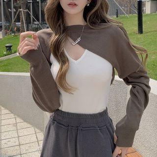 Long-sleeve Knit Crop Top / Tank Top