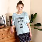 Couple Matching Loungewear Set: Short-sleeve Print T-shirt + Shorts