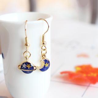 Crescent & Planet Drop Earring 1 Pair - 6374 - One Size