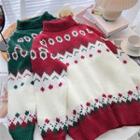 Long-sleeve Turtleneck Color Block Sweater