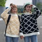Mock-neck Pattern Sweater