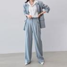 Set: Single-breasted Blazer + Pleated-front Dress Pants