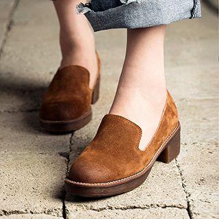 Genuine Suede Loafer Pumps