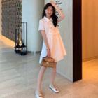 Short-sleeve Ruffled Collared A-line Dress