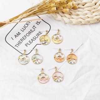 Non-matching Alloy Rhinestone Dolphin Dangle Earring