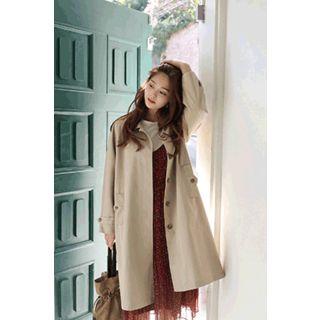 Flap-pocket Cotton Balmacaan Coat