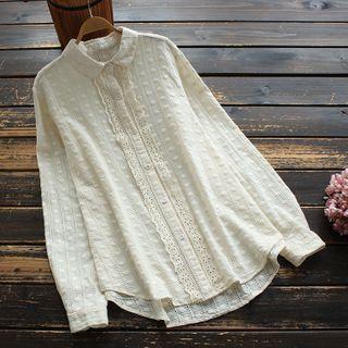 Long-sleeve Dot Embroidery Shirt